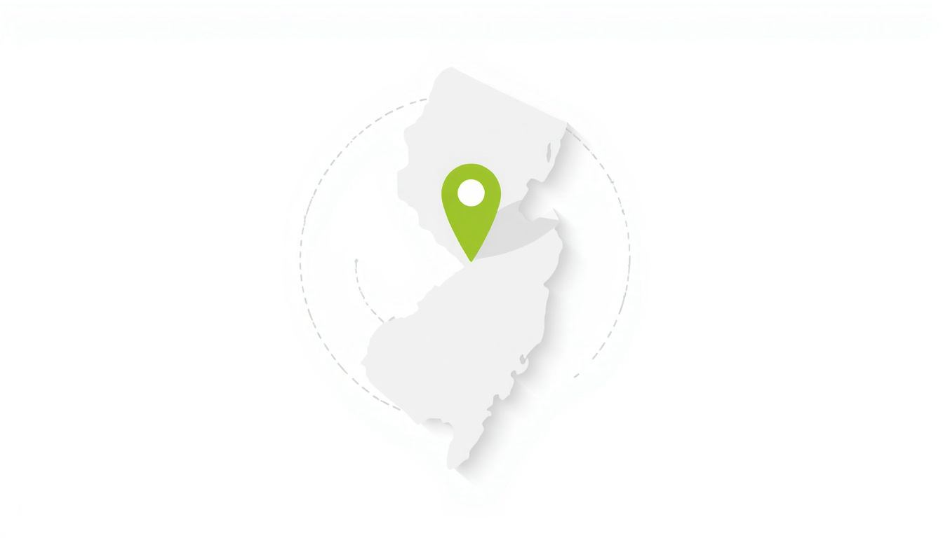 Map of New Jersey marking Re-Move-All's Bernardsville home base — we serve the entire state.